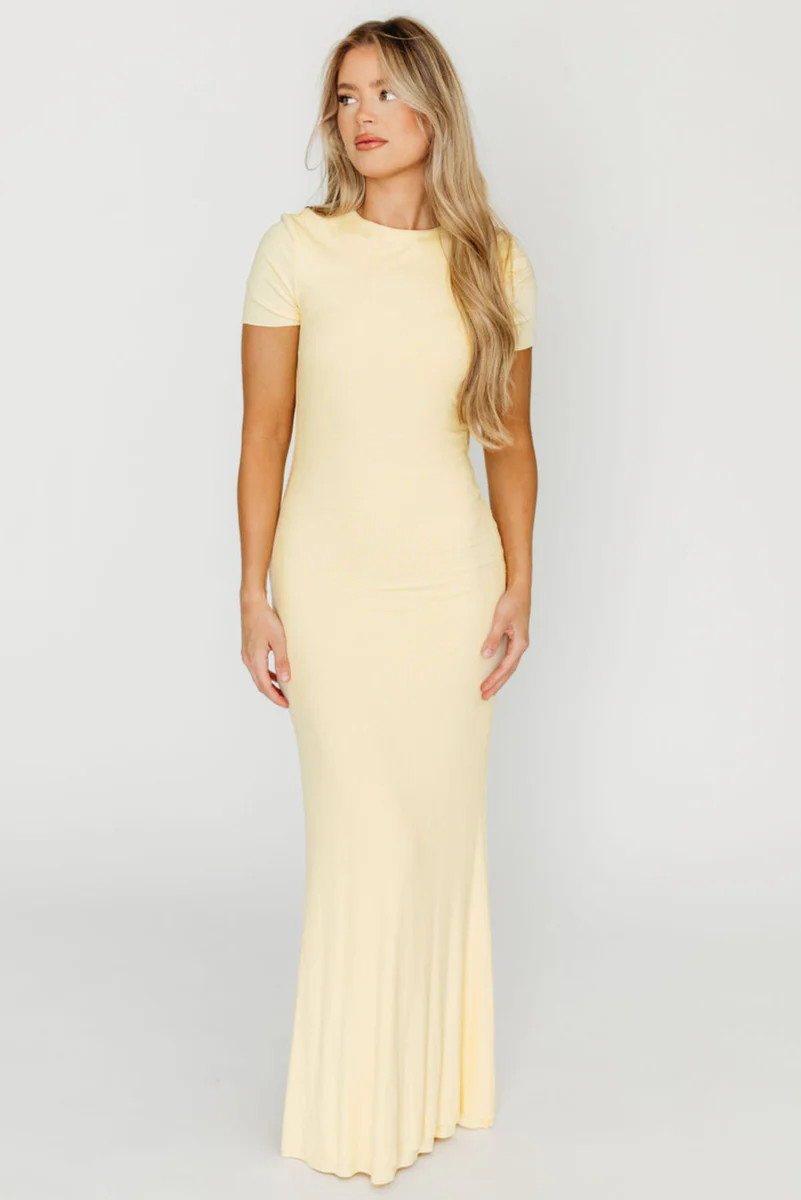 The Charlie Ribbed Maxi Dress in Butter Yellow - Bump Friendly PRE-ORD | Worth Collective