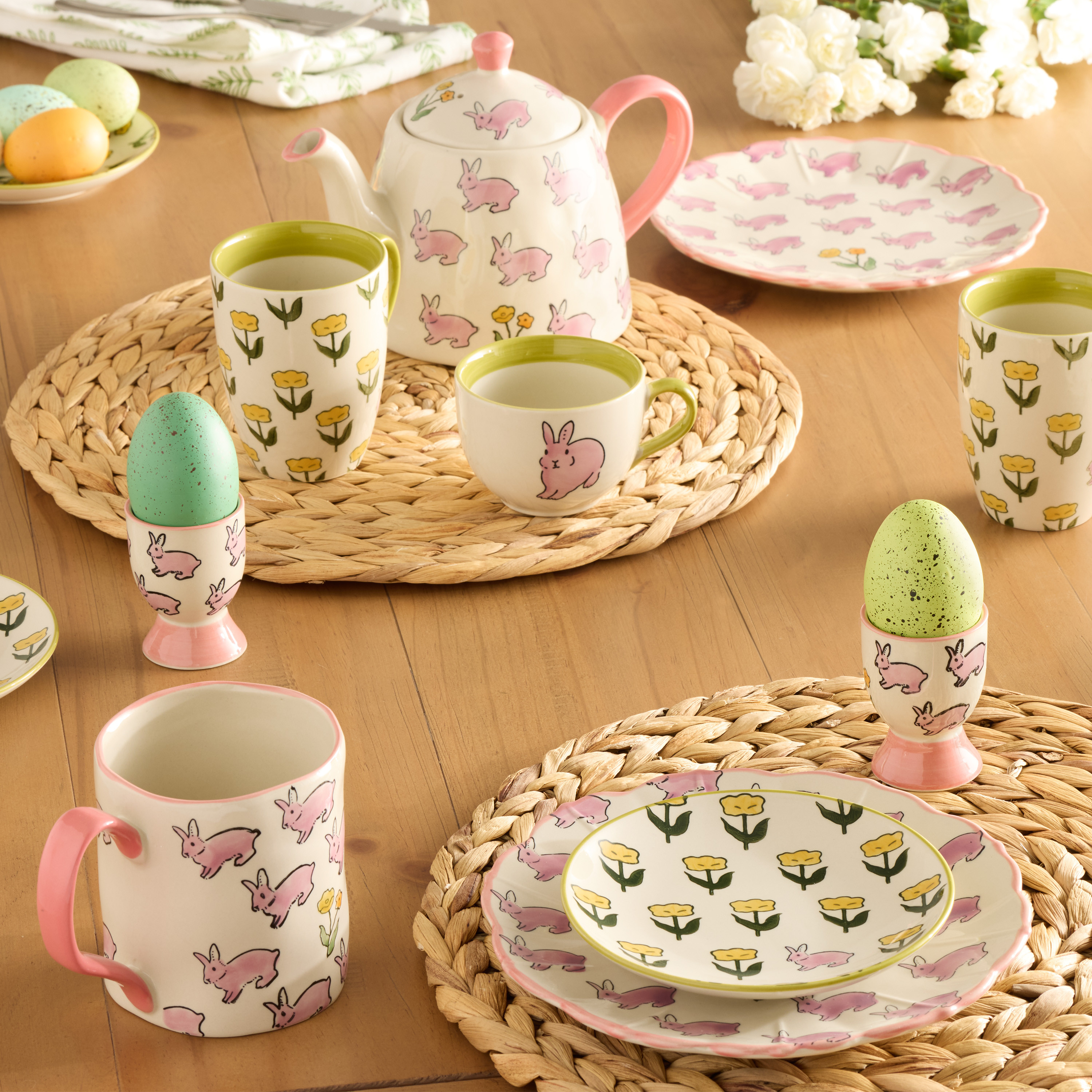 Flora Hand Painted Flower and Bunny Kitchenware Collection | World Market