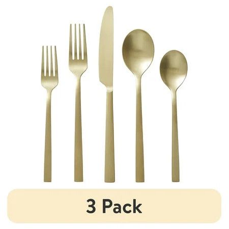 (3 pack) Better Homes & Gardens River 20-Piece Gold Stainless Steel Flatware Set with Handles (Service for 4) | Walmart (US)