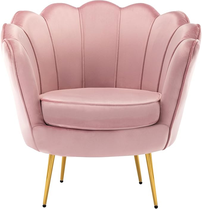 DAGONHIL Mid Century Modern Upholstered Accent Chair,Retro Leisure Velvet Single Sofa with Golden... | Amazon (US)