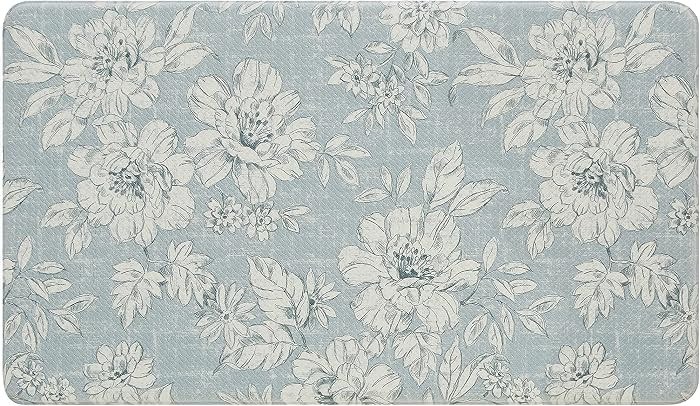 Laura Ashley - Anti-Fatigue Kitchen Mat, Iris Floral Design, Stain, Water & Fade Resistant, Cooki... | Amazon (US)