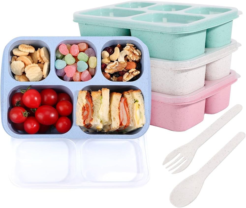 Snack Containers, 4 Pack Lunch Box, Snack Box Containers Reusable for Kids and Adults, 5 Compartm... | Amazon (CA)