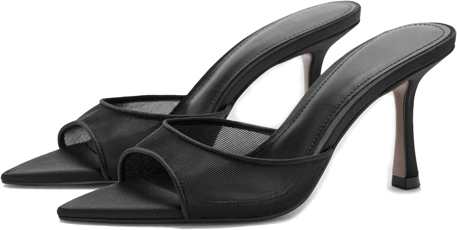 High Heel Mules for Women Slip On Open Pointed Toe Classy Patent Leather Stiletto Pumps Formal Sl... | Amazon (US)