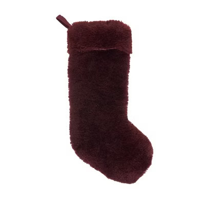 Saro Lifestyle Cozy Delight Lamb Fur Stocking, 8"x20", Burgundy | Target