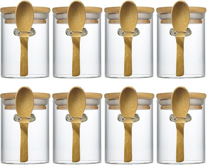 Livejun Lot de 8 mini bocaux hermétiques en verre de 237 ml avec couvercles en bambou et cuillè... | Amazon (CA)