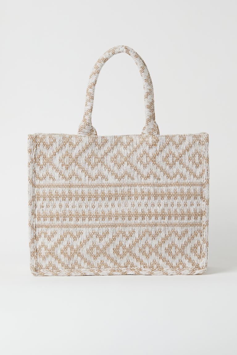 Jacquard-weave Handbag - White/beige-patterned - Ladies | H&M US | H&M (US + CA)