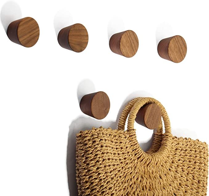 6 Pieces Wooden Coat Hooks Wall Mounted Single Cone Wood Hook Rustic Wall Coat Rack for Living Ro... | Amazon (US)