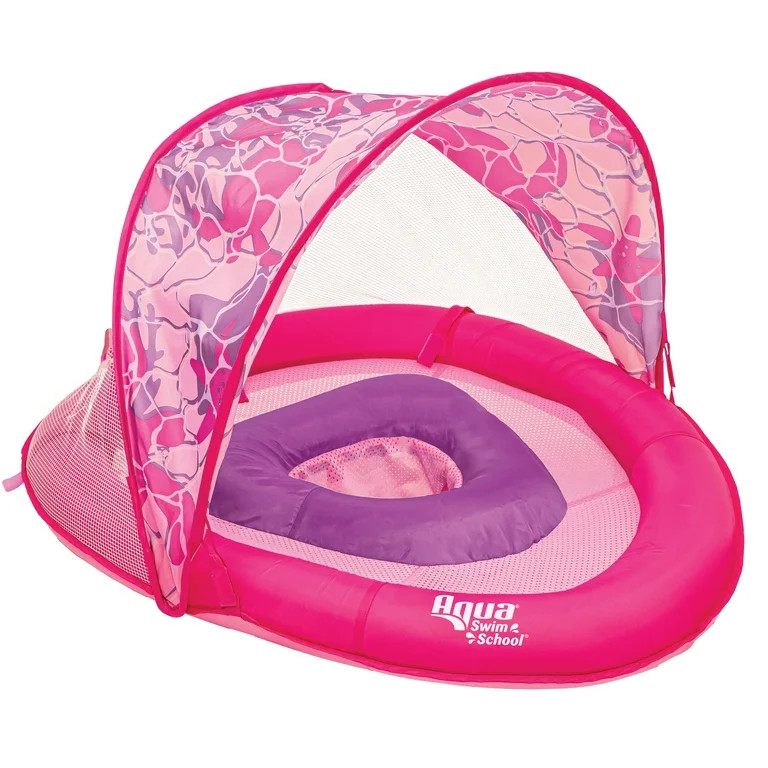 Aqua SwimSchool Grow-with-Me BabyBoat Pool Float for Infants 6-24 Months, Pink Turtle | Walmart (US)