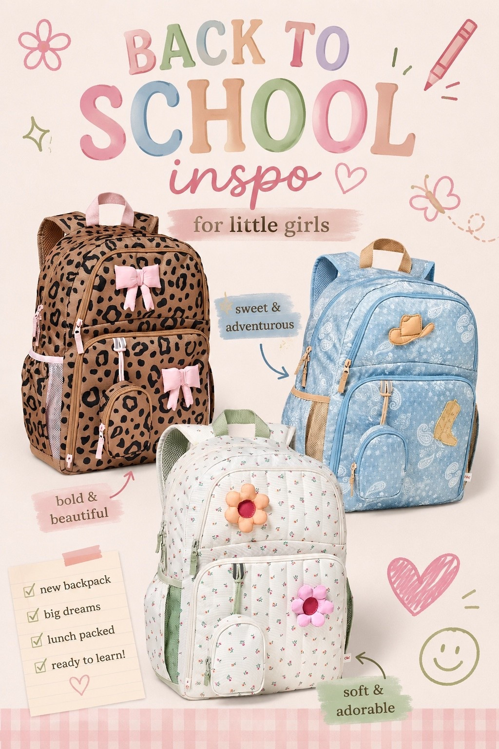 Back-to-school shopping just got so much cuter! 💕 These Target kids' backpacks are only $25 and are perfect for school. From adorable florals to trendy leopard print and the sweetest western-inspired blue print, there's a style every little girl will love. 🌸✨ If you're looking for cute girls' backpacks, affordable Target school supplies, back-to-school essentials, or 2026 Target back-to-school finds, these are some of my favorite picks that are both stylish and budget-friendly.