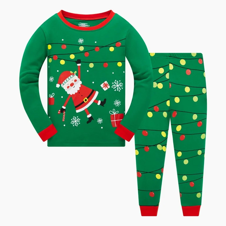 Popshion Toddler Boy 100% Cotton Christmas Pajamas Set Santa Claus Pjs Size 4T | Walmart (US)