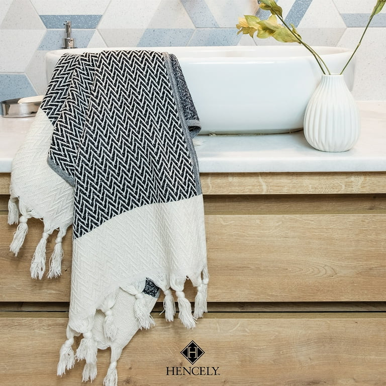 Hencely Turkish Hand Towel Set of 2 -Herringbone Kitchen Dish Towel - Black | Walmart (US)