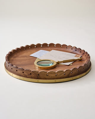 Georgie Brass Inlay Wood Tray | Magnolia