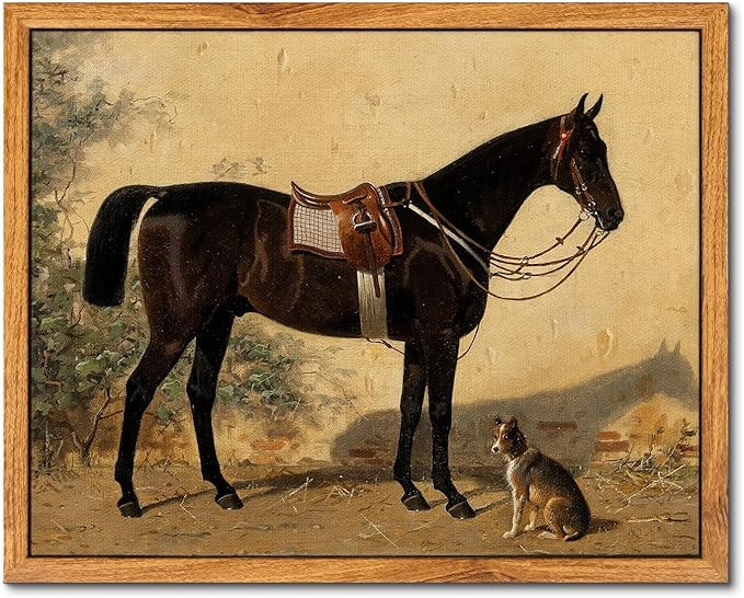 ARPEOTCY Framed Canvas Horse Wall Art, Horse Art Print for Home Decor, Rustic Farmhouse Country W... | Amazon (US)