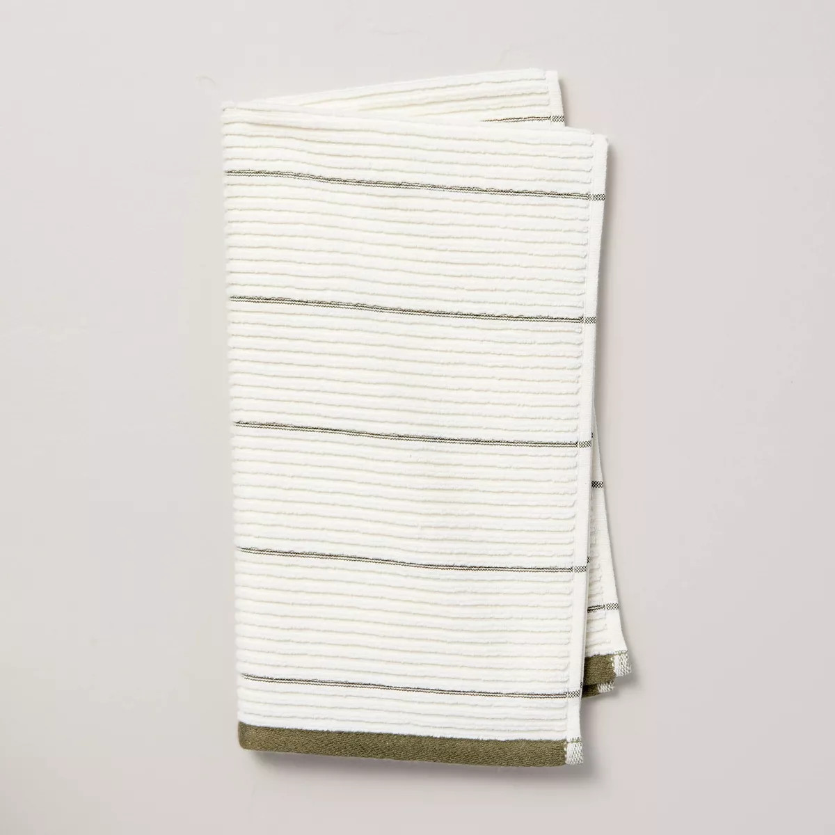 Ribbed Terry Bath Towels Cream/Green - Hearth & Hand™ with Magnolia | Target