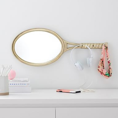 Tennis Racket Mirror with Hooks | Pottery Barn Teen | Pottery Barn Teen