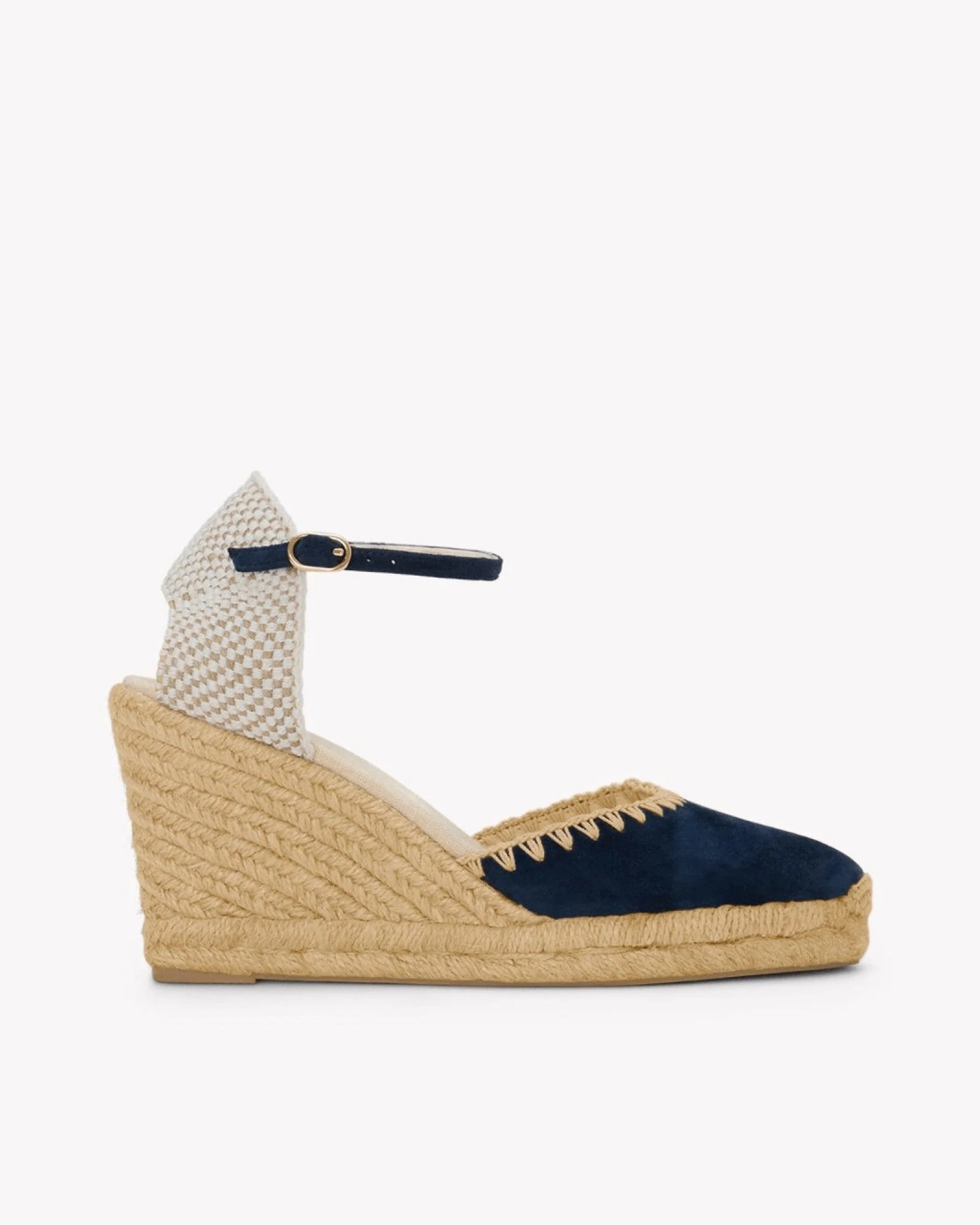 Women's Marseille Wedge Espadrille | Leather Buckle | Armada Blue | Soludos