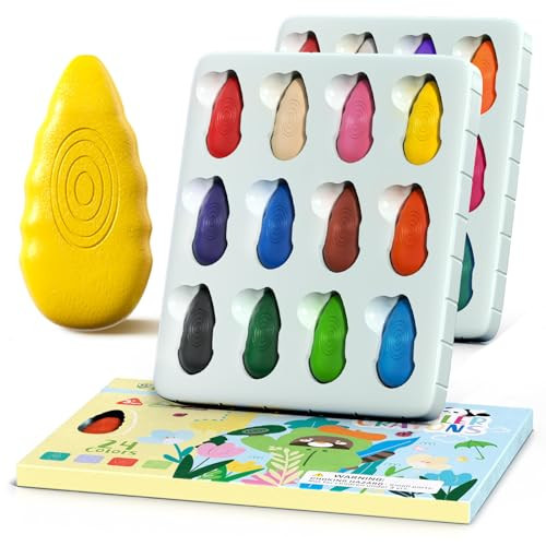 24 Water Drop Crayons - Non Toxic Crayons for Toddlers - Washable, Easy To Hold - For Toddlers, Kids Ages 3-8 - Ergonomic Shape | Amazon (US)