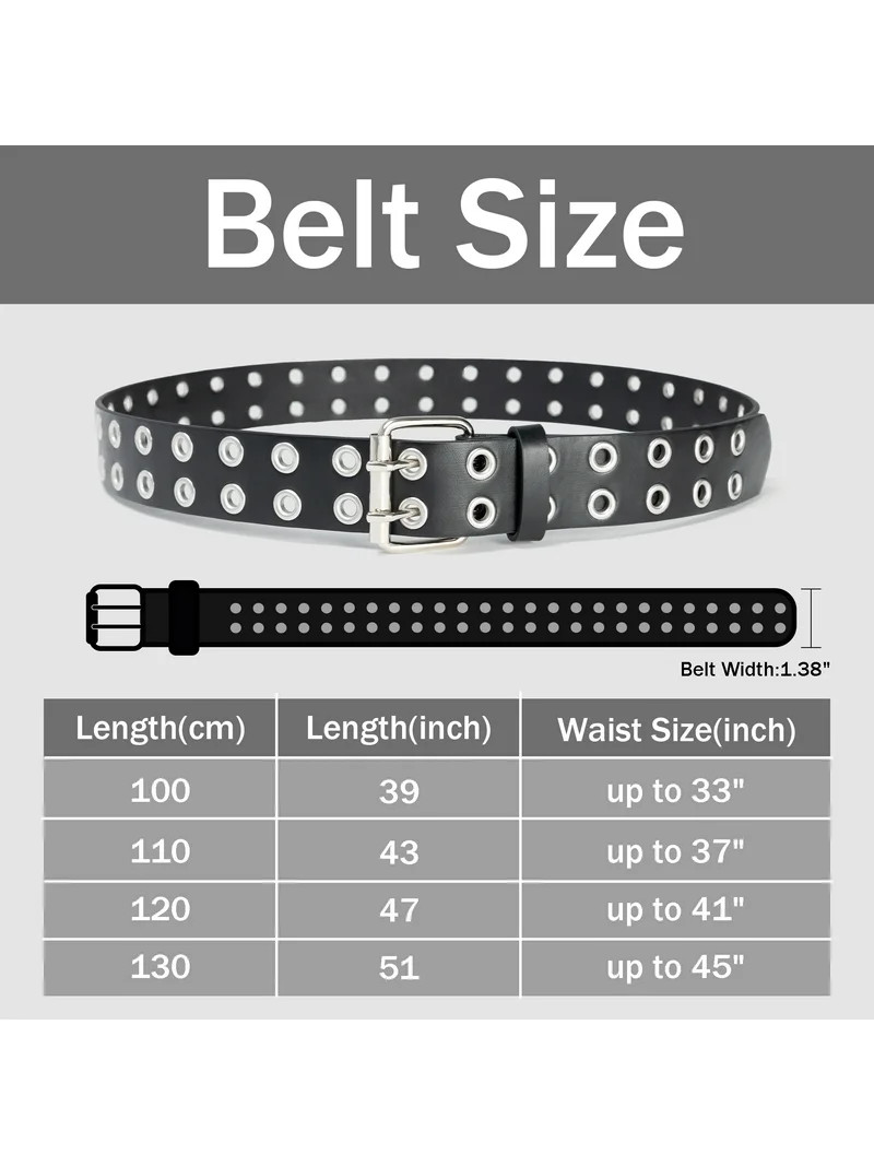 Maikun Belts for Women Grommet Leather Black Belt Studded Belt Punk Accessories | Walmart (US)