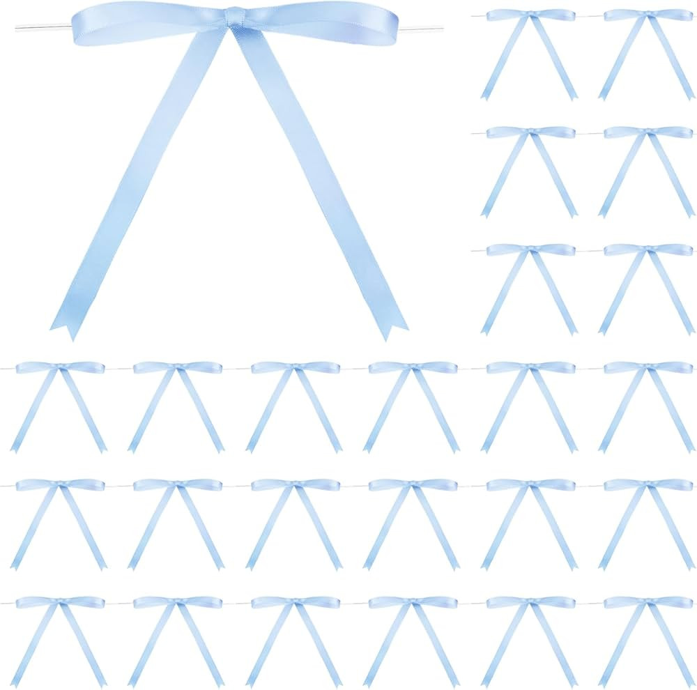 Riceshoot 24 Pcs Christmas Satin Bows for Cake 5 x 7 Inches Twist Tie Ribbon Bows for Gift Wrappi... | Amazon (US)