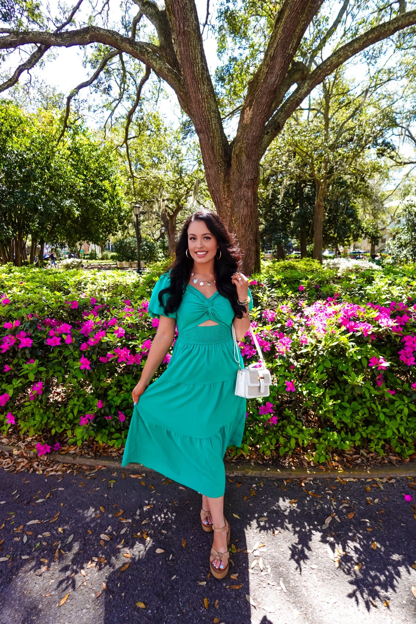 Under $40 Amazon cutout puff sleeve maxi dress (small, 5+ colors), under $22 Amazon rattan purse and similar brown platform sandals (tts) #founditonamazon 

#LTKSeasonal #LTKFindsUnder50 #LTKSaleAlert