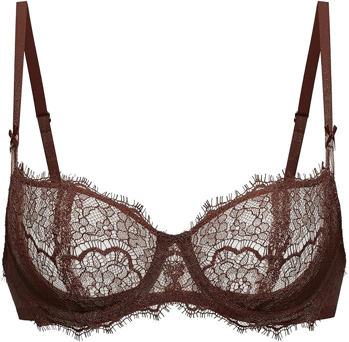 DOBREVA Women's Eyelash Lace Balconette Bra Plus Size | Amazon (US)