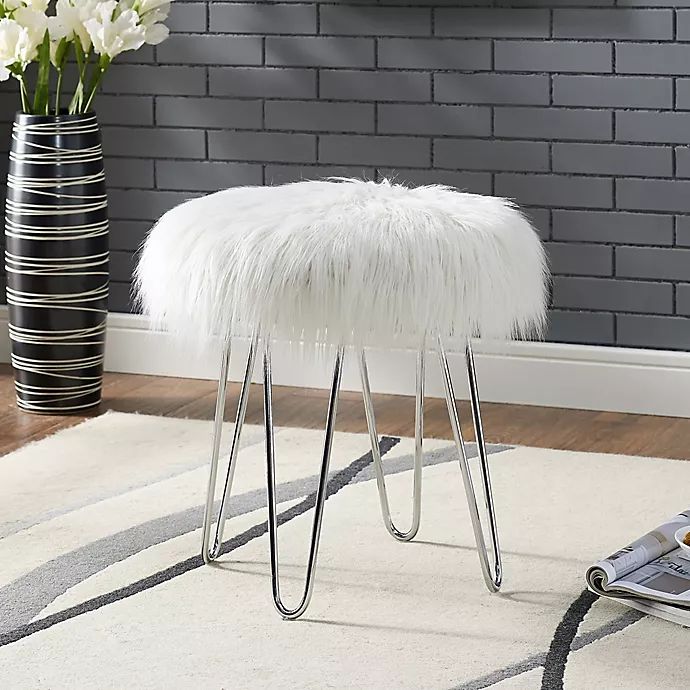 Faux Fur Ottoman | Bed Bath & Beyond