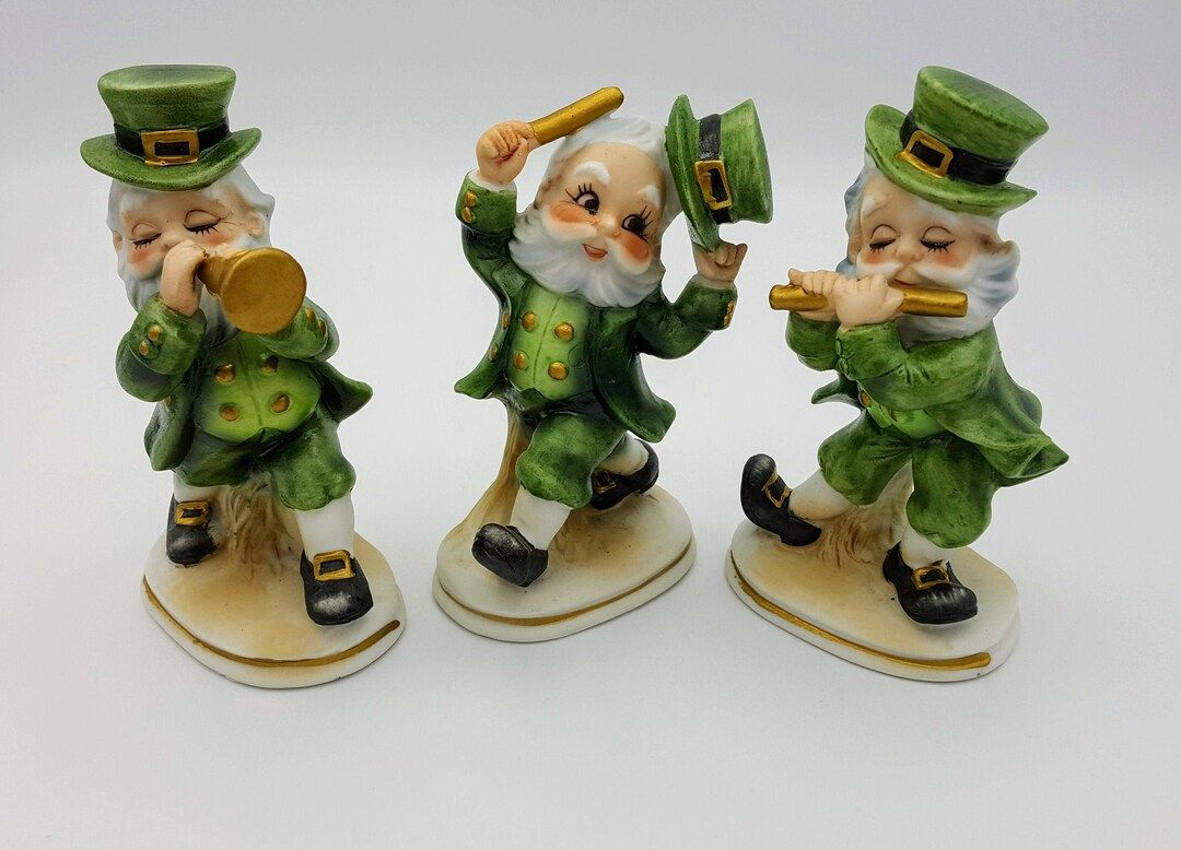 Vintage Lefton 3 Leprechaun Band #6203 set decoration St Patrick's Day Irish Elves pixie Ireland ... | Etsy (US)