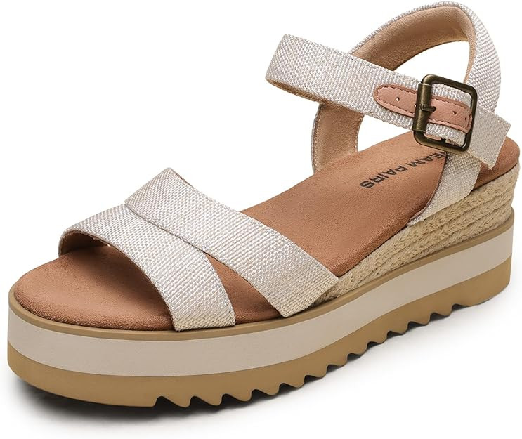 DREAM PAIRS Wedge Sandals for Women Espadrille Platform Sandals Open Toe Ankle Strap Low Wedges H... | Amazon (US)