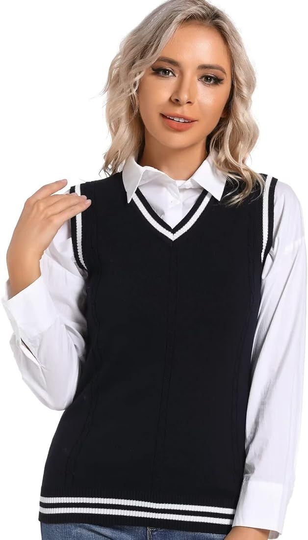 RefindWin Women Argyle Plaid Sweater Pullover Long Sleeve Autumn Winter Sweater Top V-Neck Sweate... | Amazon (US)