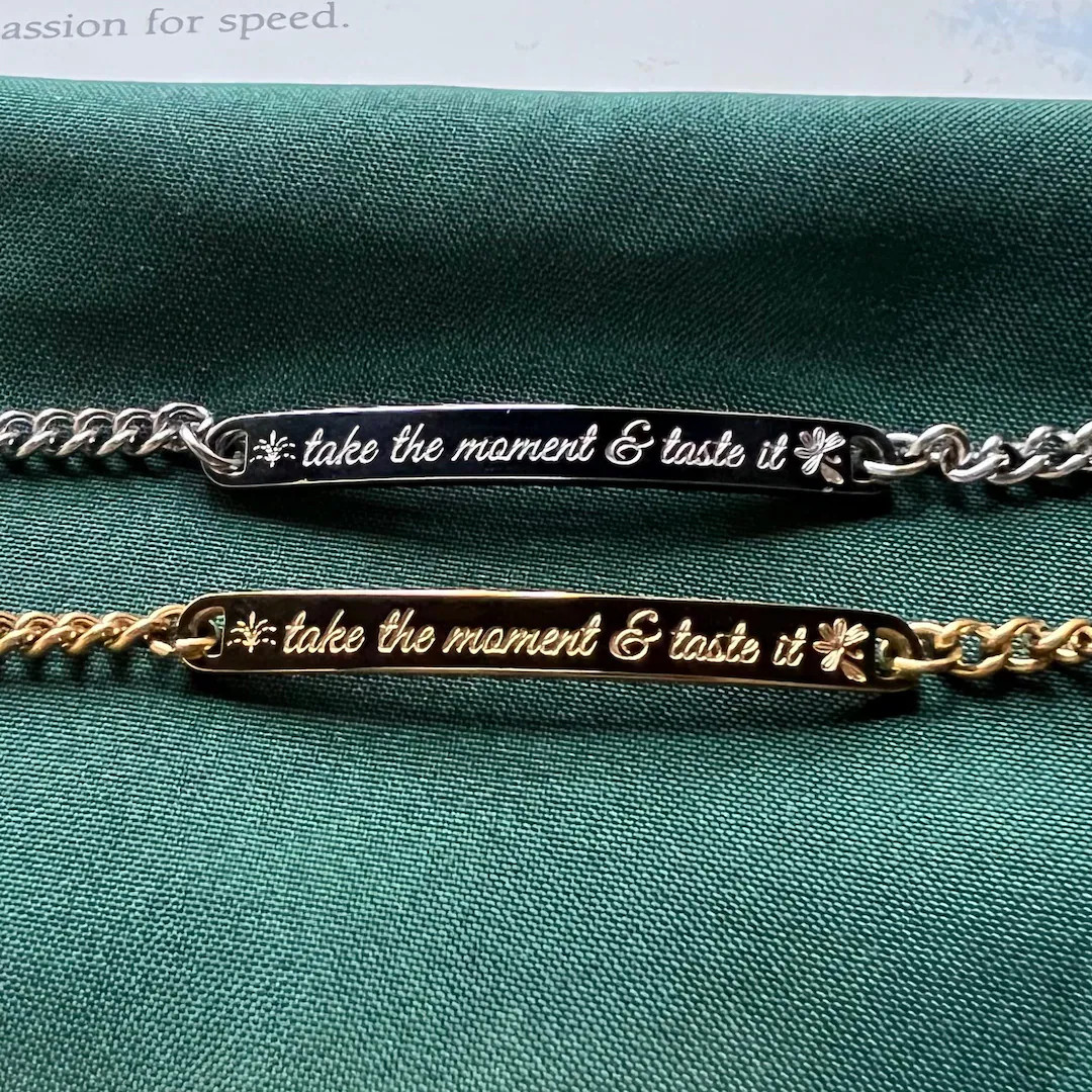 Take the Moment Bracelet - Engraved Bar Chain Bracelet, , College Graduation Gift for Her, Unique... | Etsy (US)