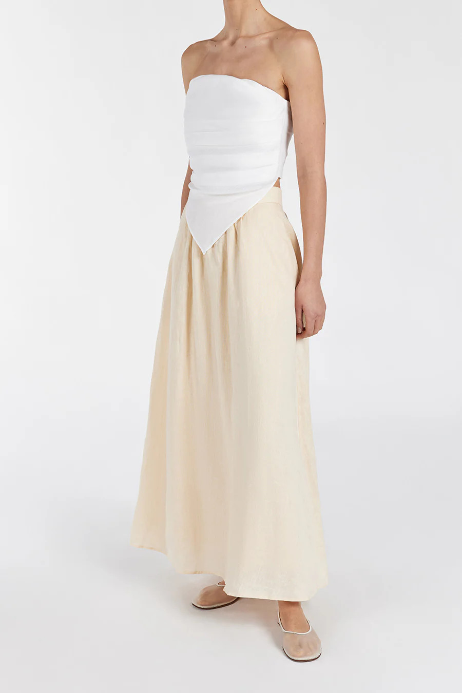 GEMIMA LEMON LINEN MIDI SKIRT | DISSH