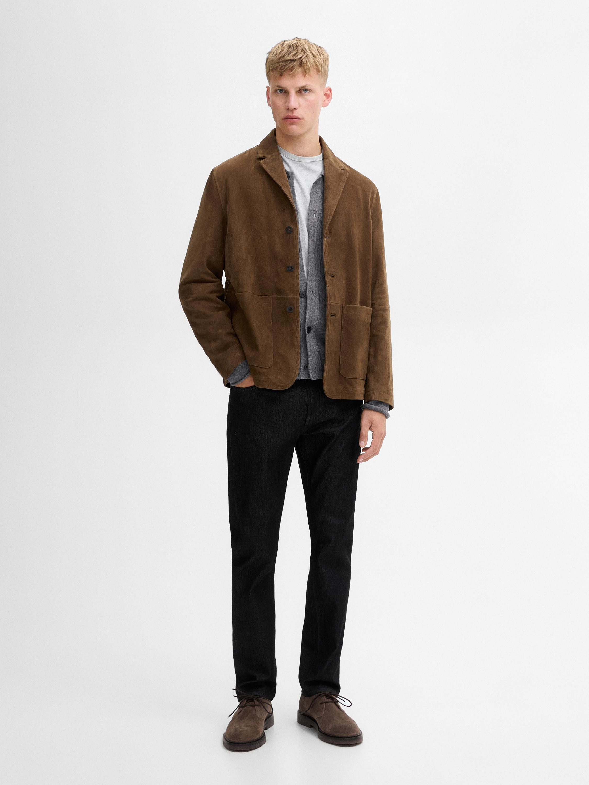 Wildleder-Jacke mit aufgenähten Taschen | Massimo Dutti DE