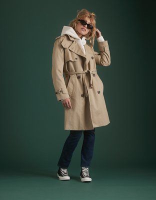 AE77 Premium Classic Trench Coat | American Eagle Outfitters (US & CA)