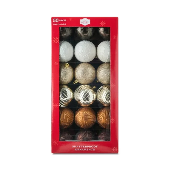 50-Count Brown Shatterproof Ball Christmas Ornaments, by Holiday Time - Walmart.com | Walmart (US)