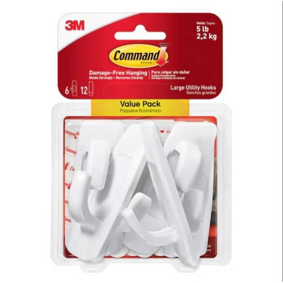 Command 6 Hooks 12 Strips Large Sized Utility Decorative Hooks Value Pack White | Target