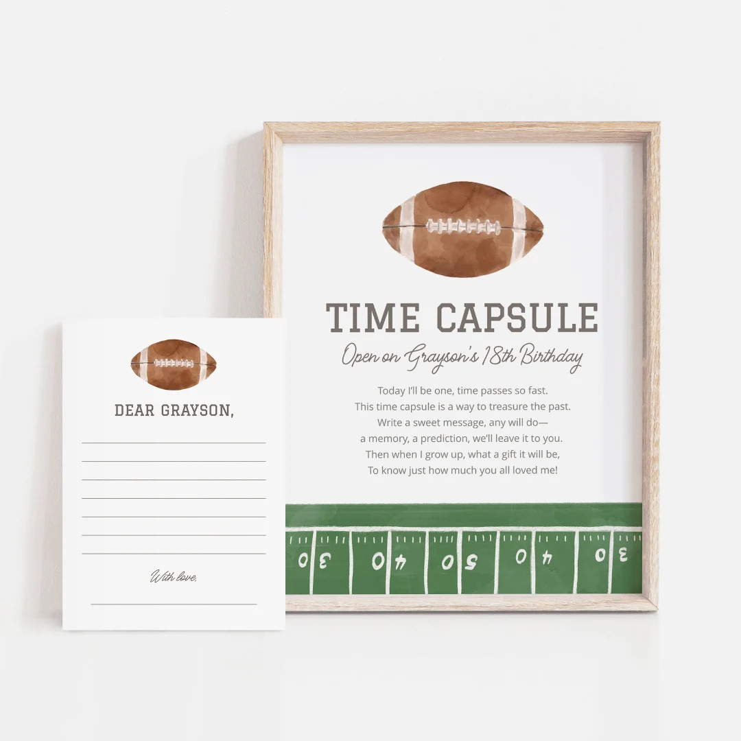 Editable Football Birthday Party Time Capsule Template, Printable Football 1st Birthday Decoratio... | Etsy (US)