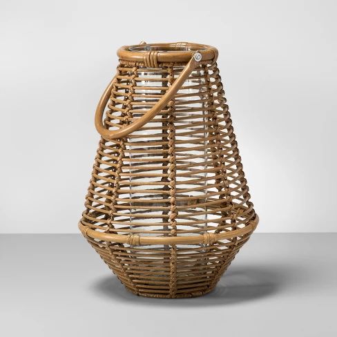 15.5" x 11.5" Rattan Lantern Candle Holder with Glass Insert Natural - Opalhouse™ | Target