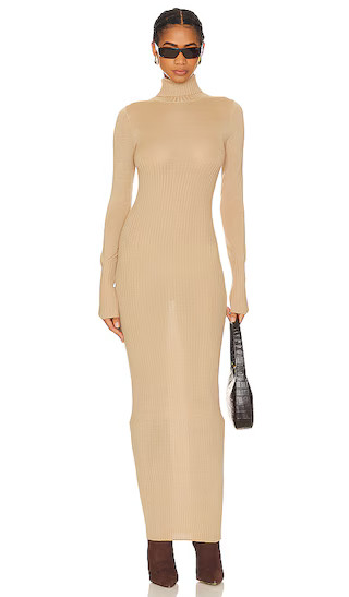 Sheer Knit Maxi Dress in Travertine | Revolve Clothing (Global)