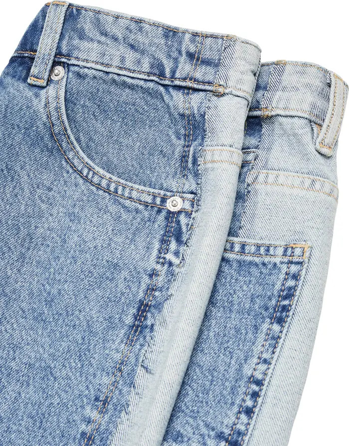 MANGO Olivia Raw Hem Two Tone Denim Miniskirt | Nordstrom | Nordstrom