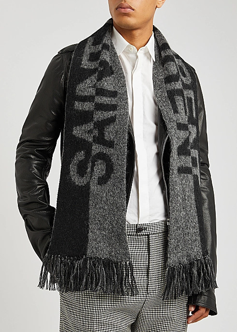 Logo-intarsia brushed wool-blend scarf | Harvey Nichols (Global)