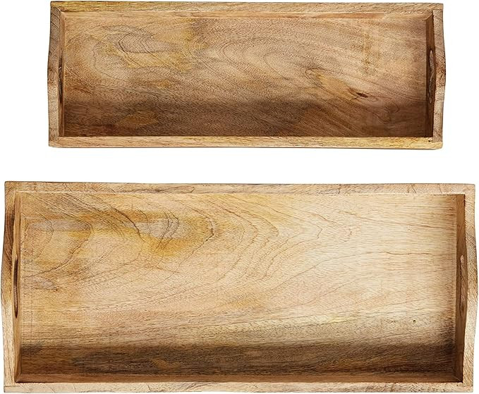 Creative Co-Op Rectangle Mango Wood Trays (Set of 2 Sizes) | Amazon (US)