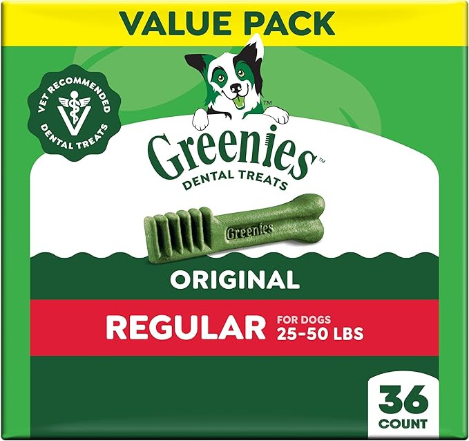 Greenies Veterinarian-Recommended Adult Natural Dental Dog Treats Regular Size, Dog Dental Chews,... | Amazon (US)
