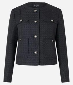 Casaqueto em Tweed com Bolsos Frontais e Texturas Anthracite | Renner (BR)