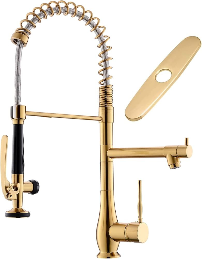 GIMILI Brushed Gold Kitchen Faucet with Pull Down Sprayer Single Handle High Pressure Brass Kitch... | Amazon (US)
