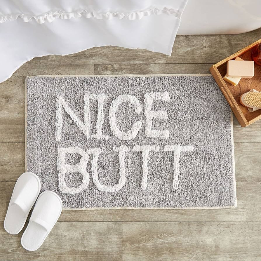 Non-Slip Bath Mat, Nice Butt Bathroom Rug (Grey, 32 x 20 Inches) | Amazon (US)