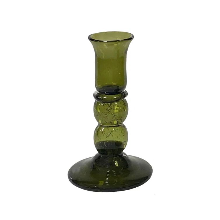 5-1/4" Hand-blown Clear Thick Glass Candlestick- Antique Vintage Style | Wayfair North America