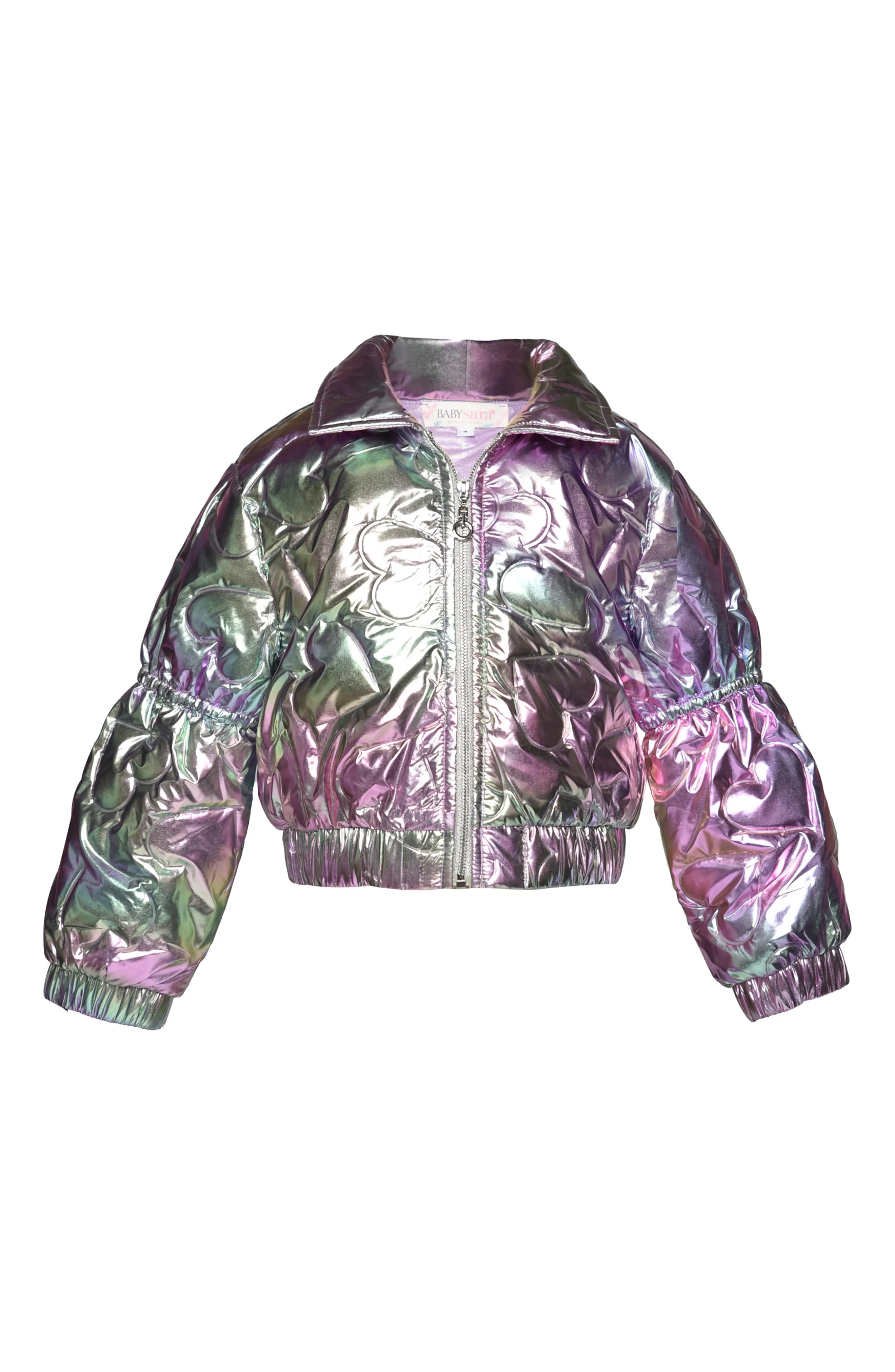 Truly Me Kids' Heart Quilt Metallic Puffer Jacket (Women) | Nordstrom | Nordstrom