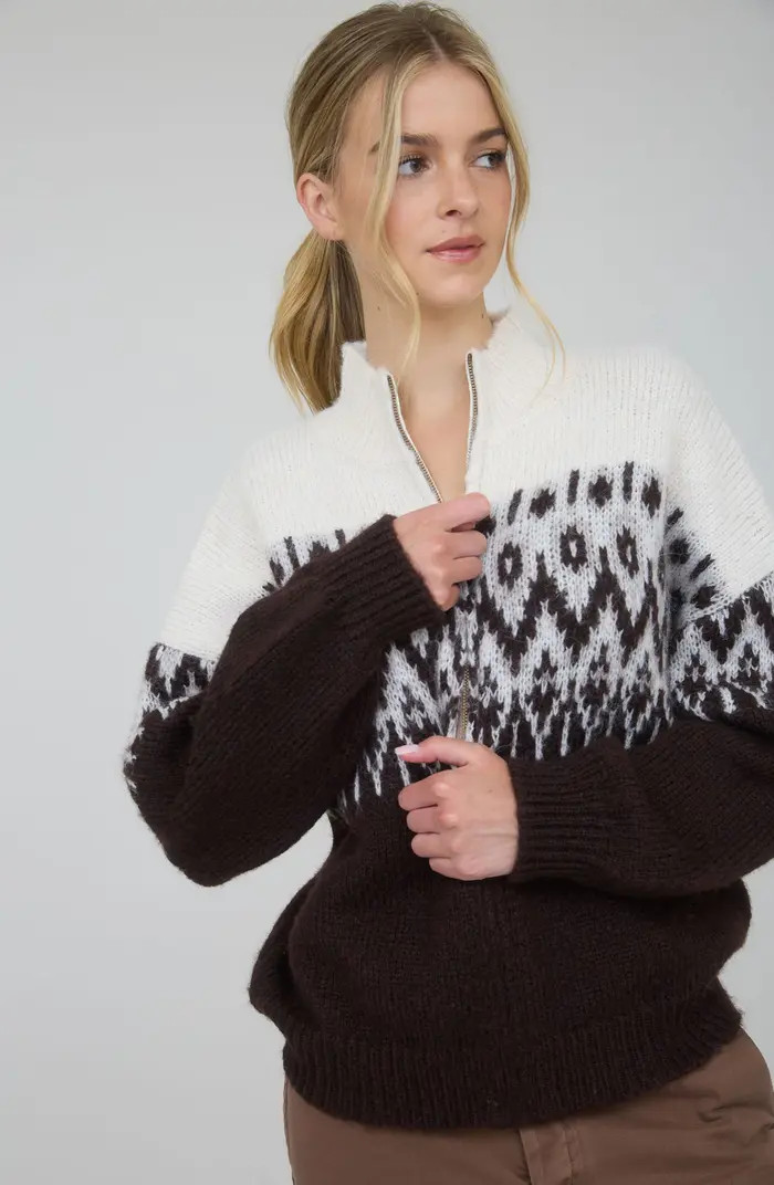 Blu Pepper Fair Isle Zip Cardigan | Nordstromrack | Nordstrom Rack
