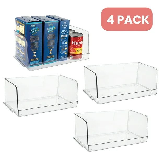 Homeries Stackable Acrylic Storage & Organization Bins Basket - for Kitchen, Pantry, Cabinets, Re... | Walmart (US)