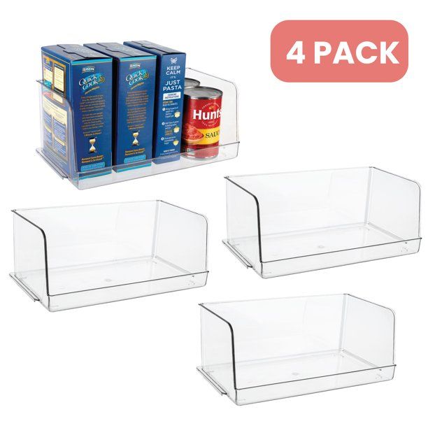 Homeries Stackable Acrylic Storage & Organization Bins Basket - for Kitchen, Pantry, Cabinets, Re... | Walmart (US)